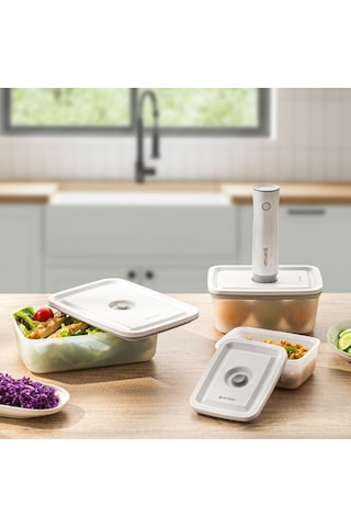 Emsan Freshlock Vakum Makineli 3'lü Saklama Kabı Beyaz