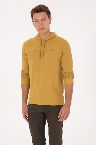U.S. Polo Assn. Erkek Regular Fit Kapüşonlu Petek Dokulu Hardal Sweatshirt 50315526-VR151