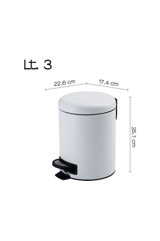 Çöp Kovası, Pedallı, Soft, 3lt - Mat Beyaz Mat Beyaz