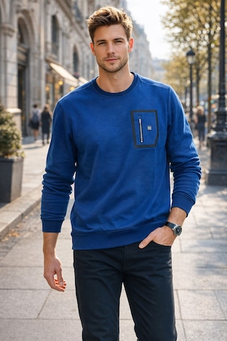 Remsa Erkek Fermuar Detay Bisiklet Yaka Pamuklu Sweatshirt 24722 İndigo İndigo