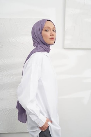 Armanda Jakarlı Şal - Kazayağı Desenli - Leylak Leylak
