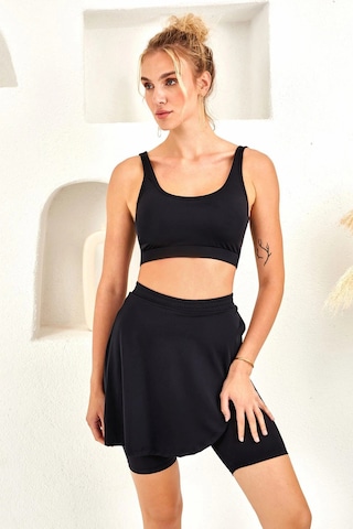 Lapieno Şort Etekli Bikini Takım 4264 Siyah