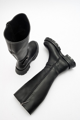 Luvishoes Covela Siyah Cilt Kadın Çizme Siyah