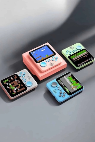 Mey İthalat Mini Atari El Atarisi 3.5 İnç Ekran Çift Konsol 666 Adet Retro Oyun Gameboy El Atarisi