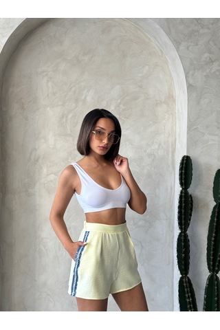 Verymoda Kot Detaylı Şort D2847 Sarı