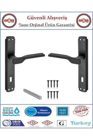 Veroni Mat Siyah İç Oda Kapı Kolu - Statik Fırın Boyalı - 1 Takım Ön Ve Arka