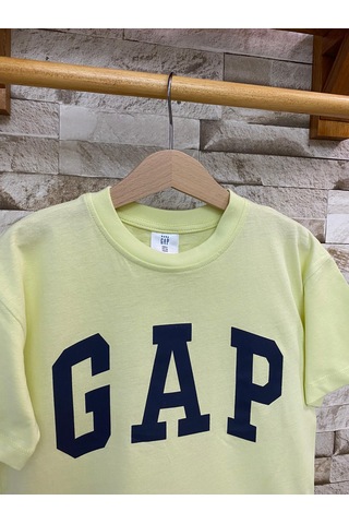 Aysbebe Baskılı Fırçalı Kumaş Çocuk Tişört SARI