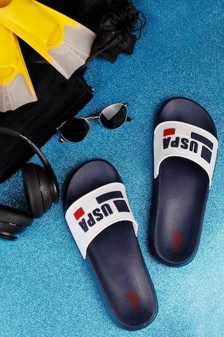 U.S Polo Assn Smaug 3FX Lacivert-Beyaz Erkek Plaj Terlik Beyaz - Lacivert