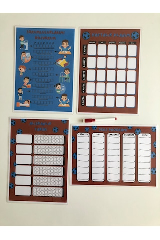 Çocuklar İçin Planlayıcı Set-bordo Mavi Alışkanlık Ve Sorumluluk