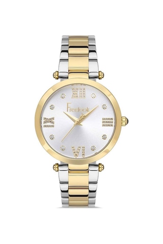 Freelook Fl.1.10315.5 Taşlı Tasarım 5 Atm Suya Dayanıklı Çelik Kordon Gümüş-altın Kadın Kol Saati Çok Renkli