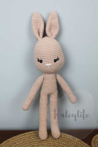 Aleylife Amigurumi Organik Tavşan Uyku- Oyun Arkadaşıaçık Pembe