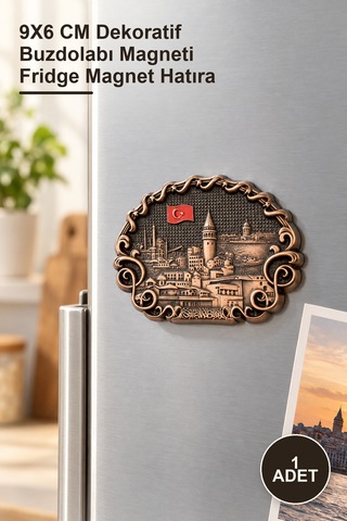 1 Adet İstanbul Yöresel Metal Magnet 9x6 Cm Dekoratif Buzdolabı Magneti Fridge Magnet Hatıra