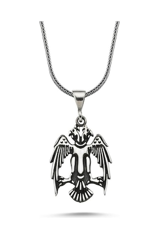 Selçuklu Devleti Çift Başlı Kartal 60 Cm 925 Gümüş Kolye (520435473)