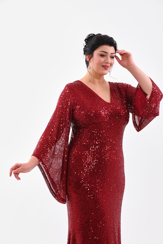 Işıltı Abiye Işıltı Abiye Mor Payet Balık Model Uzun Abiye Esnek Elbise
