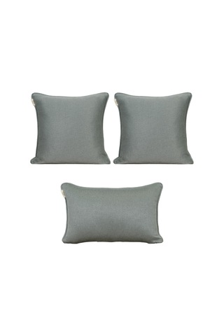 3'lü Çift Taraflı Keten Ve Kadife Görünümlü Kırlent Kılıfı Fitilli Su Yeşili-2433