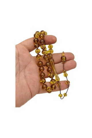 Han Ticarethane Yeşil Renk Uçlu Küre Kesim Toz Kehribar Tesbih