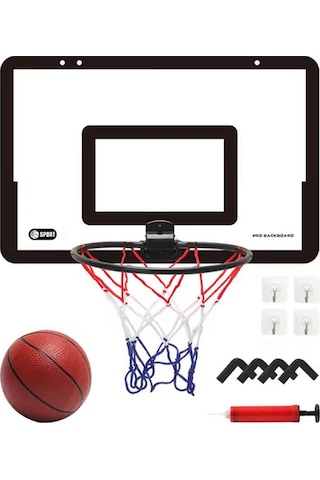 Metal Çemberli Basket Potası Duvara Asılabilir Çocuk Basketbol Seti Toplu