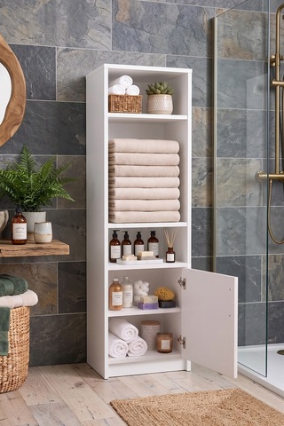 Denate Beyaz Çok Amaçlı Raflı Banyo, Çamaşır Odası Dolabı