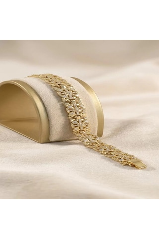 Bayan Gold Renkli Zirkon Taşlı Xuping Pirinç Bileklik Altın