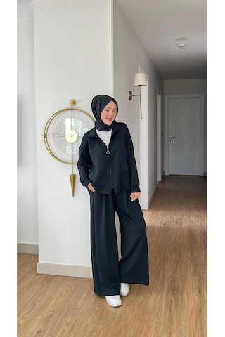 Emily Modal Kumaş Fermuarlı Tesettür İkili Alt Üst Takım Çok Renkli
