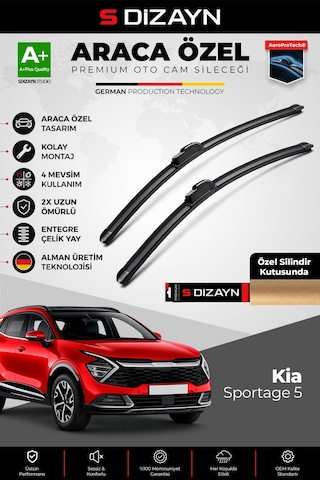 S-dizayn Kia Sportage Ön Cam Silecek Seti 2021 Üzeri Premium Araca Özel 65-45 Cm A+ Kalite