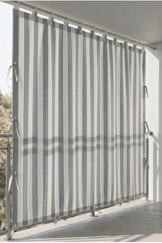 Ceylan Home Üstten Halkalı, 3 Tarafı Kuş Gözlü Bahçe Brandası Balkon & Teras Perdesi Gri - Gri