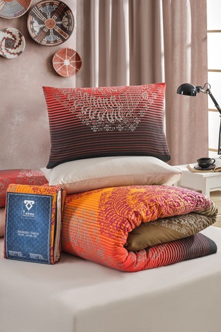 Veramoni Soft Dreams Lava Çift Kişilik Pamuklu Desenli Nevresim Takımı - Kırmızı