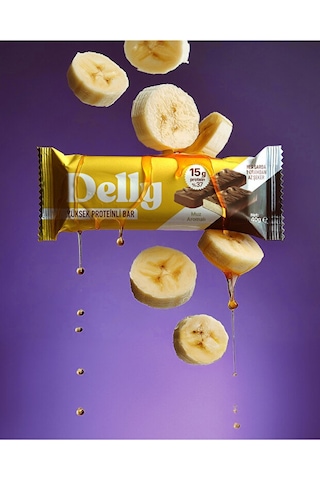 Delly Muz Aromalı Çikolata Kaplı Yüksek Protein Bar 12 x 40 G