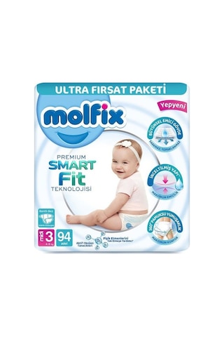 Molfix Premium Smart Fit Ultra Fırsat Paketi 3 Beden Midi 94 Adet
