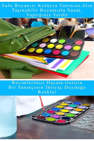 21 Renk Sulu Boya 1 Paket Fırça Hediyeli 21 Li Pritt Suluboya Canlı Renkler 28 Mm Boya Çapı Büyük Boy Çok Renkli