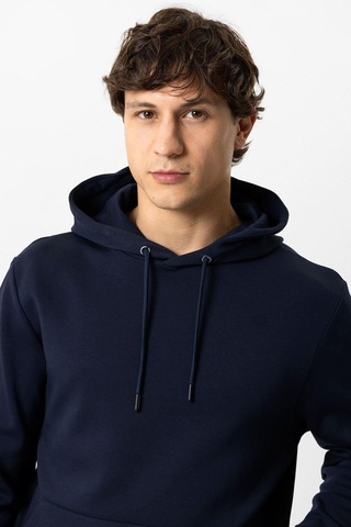 Backandbond Lacivert Regular Fit Pamuklu Kapüşonlu Kanguru Sweatshirt