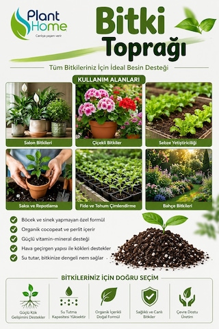 Bitki Toprağı Cocopeat Perlit Karışımlı Kullanıma Hazır Böcek Yapmayan Özel Karışım 5 Litre -