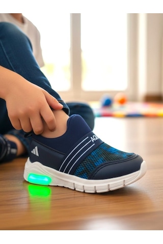 Ellaboni Kız / Erkek Çocuk Yumuşak Işıklı Spor Ayakkabı Nefes Alabilen Hafif Aqua Sneaker Lacivert