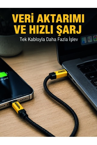 3'ü 1 Arada Usb Şarj Kablosu 240w Hızlı Şarj Ve Veri Aktarım Kablosu 3855796