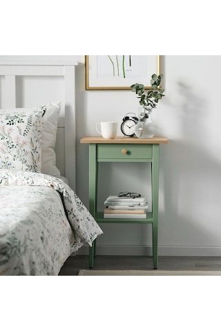 Komodin, Gri-yeşil-açık Kahverengi Boyalı, 46x35 Cm Yeşil