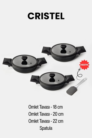 Gigilli Cristel 7 Parça Sahan Seti Siyah Siyah