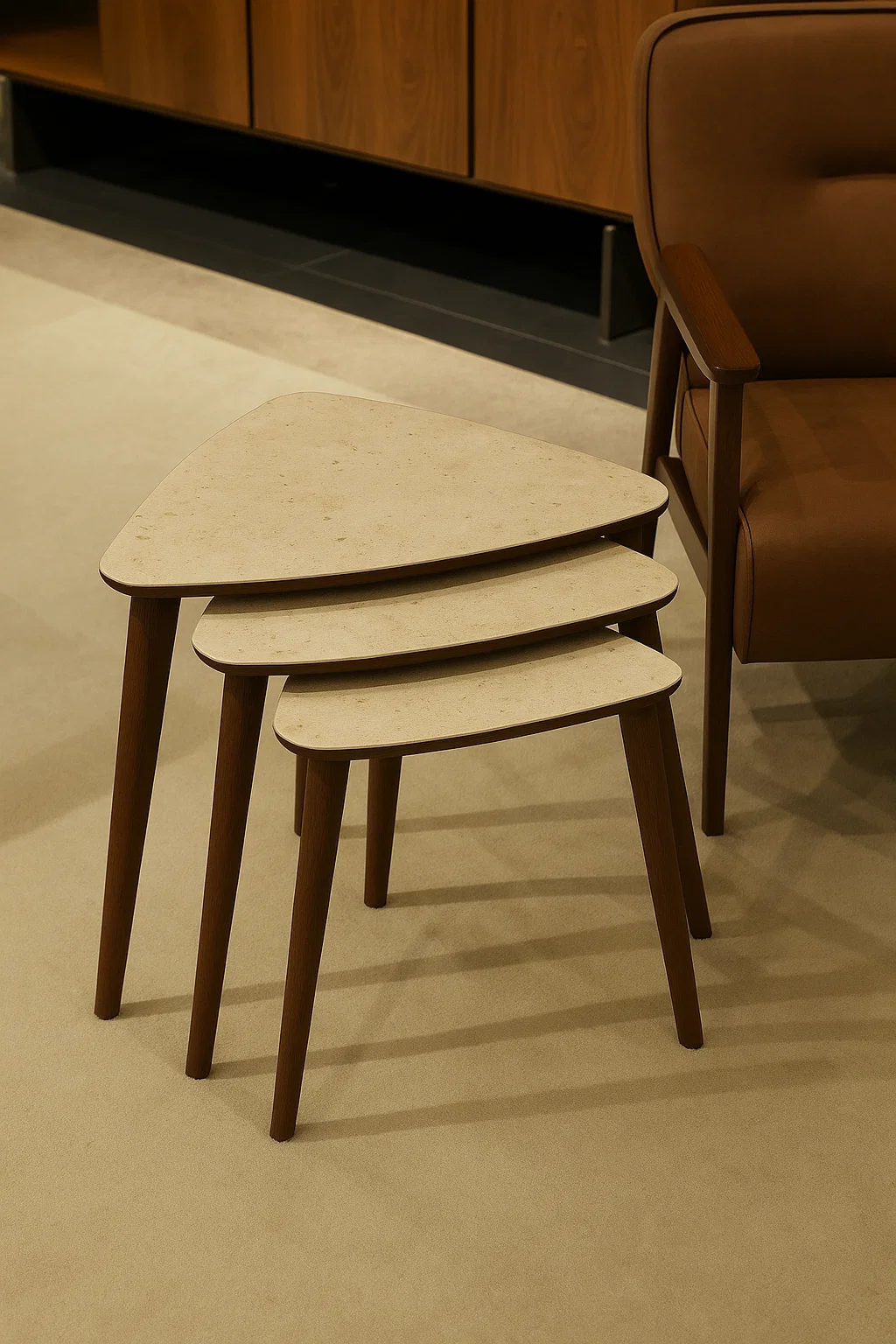 Eg Home Tokyo 3'lü Zigon Sehpa %100 Mdf Traverten
