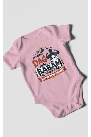 Morivokids Babaya Özel Kısa Kollu Bebek Body %100 Pamuk Zbn209-kk Koyu Pembe