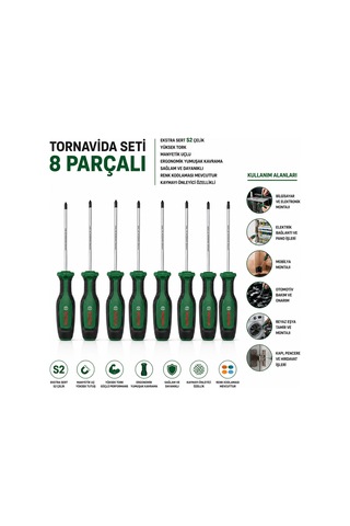 Buradabulabilirsin 8 Parça Tornavida Seti Tx/sl/pz/ph 100-125 Mm Bbz