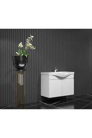 Yıldız 65 Komple Beyaz Alt Dolap Ve Lavabo Taşı Mdf Beyaz