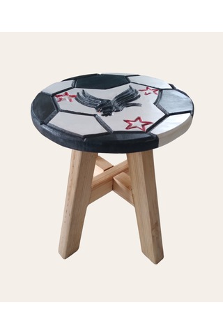 Beşiktaş Fanatik El Yapımı Ahşap Tabure