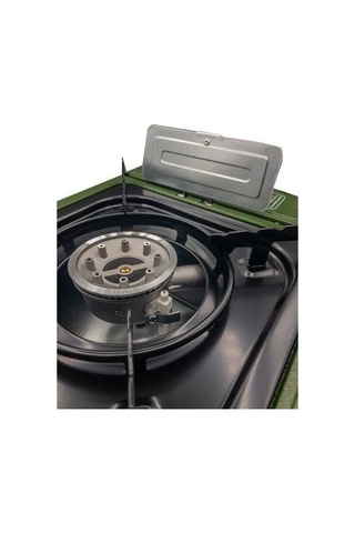 Rox Camping 0188 Tekli Portatif Kamp Ocak - Haki Yeşil, Rüzgarlıklı, Ekstra Gaz Girişli