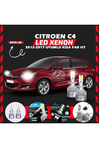 Citroen C4 2012-2017 Kısa Far Uyumlu Şimşek Etkili Led Xenon Performance Series H7