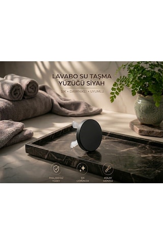 Lavabo Su Taşma Yüzüğü - Mat Siyah Üniversal Paslanmaz