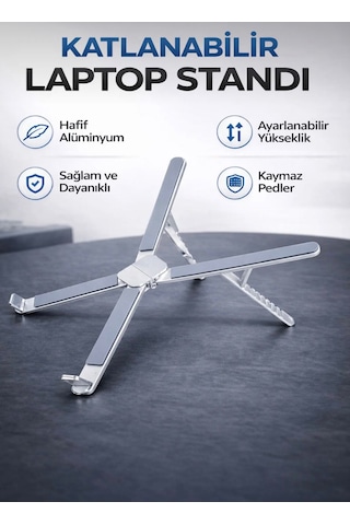 Katlanabilir Alüminyum Laptop Ve Tablet Standı Ayarlanabilir Kaymaz Taşınabilir Ergonomik Tutucu