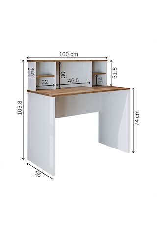Paris Çalışma Masası , Çocuk Çalışma Masası, Ofis Masası 100 Cm Atlantik Çam - Beyaz