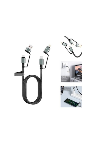 4'ü 1 Arada 100w Akıllı Tasarım Yüksek Dayanıklılık Çoklu Uyumlu Örgülü Hızlı Şarj Kablosu 100w Type-c To Type-c