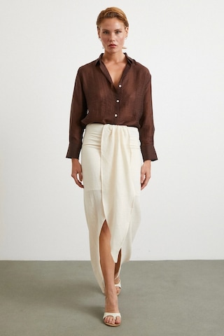 Önü Bağlamalı Etek Krem Krem