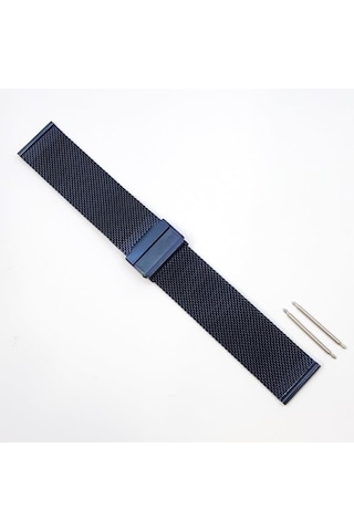 Hasır Kol Saat Kordonu Lacivert Çelik Çift Kilit 20 Mm (Ø1,90)