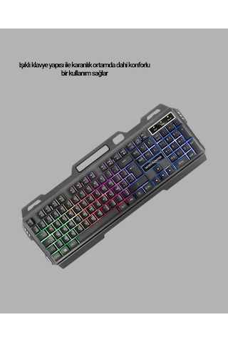 Gaming - 5 - Set Işıklı Klavye Mouse + Bluetooth 5.2 Kulaklık - Spt-gld - Oyuncu Paketi Diğer